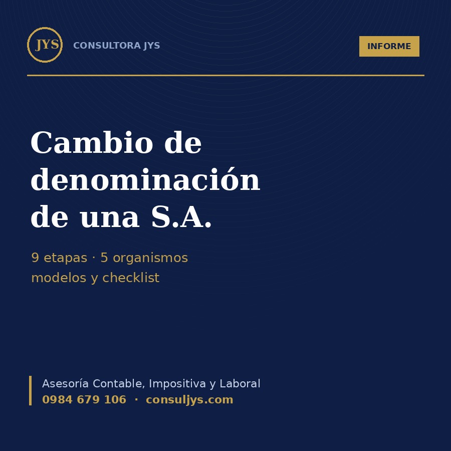 Guía del cambio de denominación de una S.A.