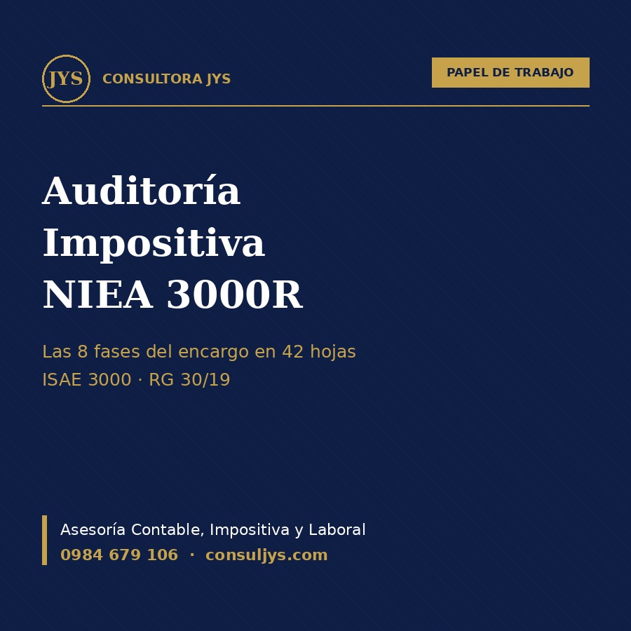 Papel de Trabajo Maestro de Auditoría Impositiva (NIEA 3000R)