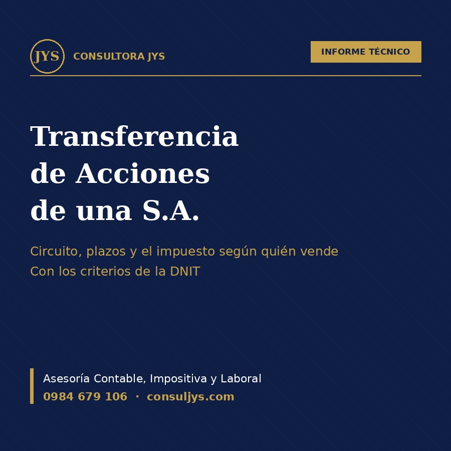 Informe: Transferencia de Acciones de una S.A. (Paraguay 2026)