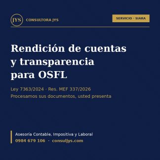 Servicio: Rendición de cuentas y transparencia de OSFL en el SIARA (Ley 7363/2024)