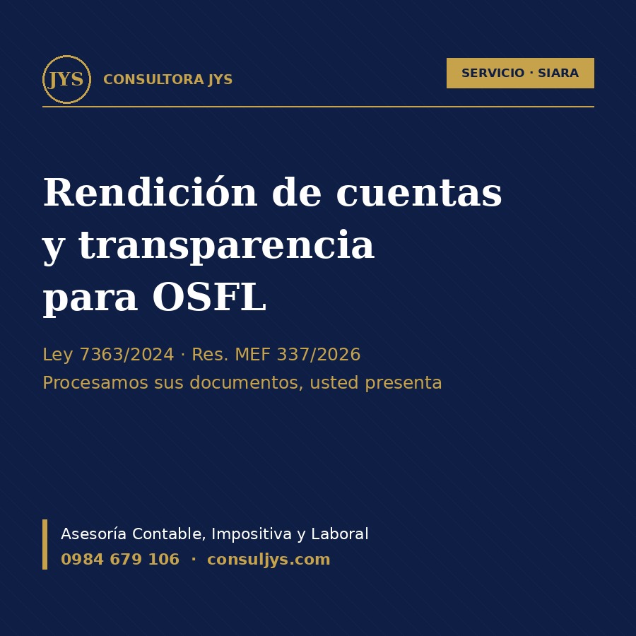 Servicio: Rendición de cuentas y transparencia de OSFL en el SIARA (Ley 7363/2024)