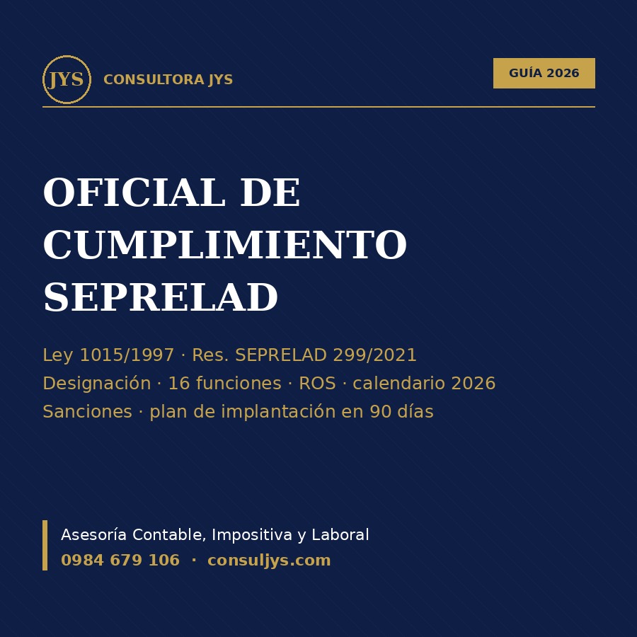 Guía del Oficial de Cumplimiento SEPRELAD 2026 (Ley 1015/1997 y Res. SEPRELAD 299/2021)