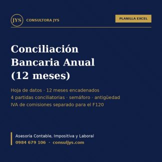 Planilla: Conciliación Bancaria Anual (12 meses encadenados, Paraguay)
