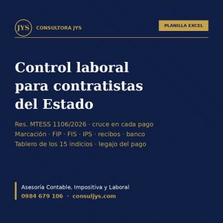Planilla: Control cruzado de cumplimiento laboral para contratistas del Estado (Res. MTESS 1106/2026) + Informe