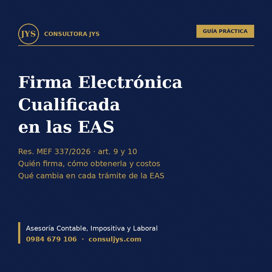 Guía práctica: Firma Electrónica Cualificada en las EAS (Res. MEF 337/2026)