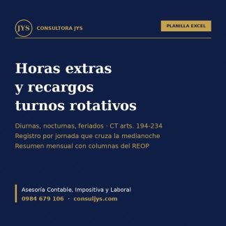 Planilla: Horas extras y recargos — turnos rotativos (diurnas, nocturnas y feriados, Paraguay)
