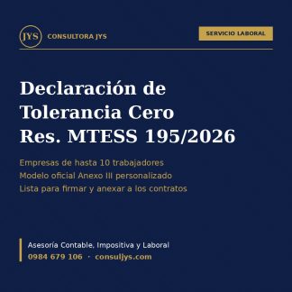 Declaración de Tolerancia Cero — Res. MTESS 195/2026
